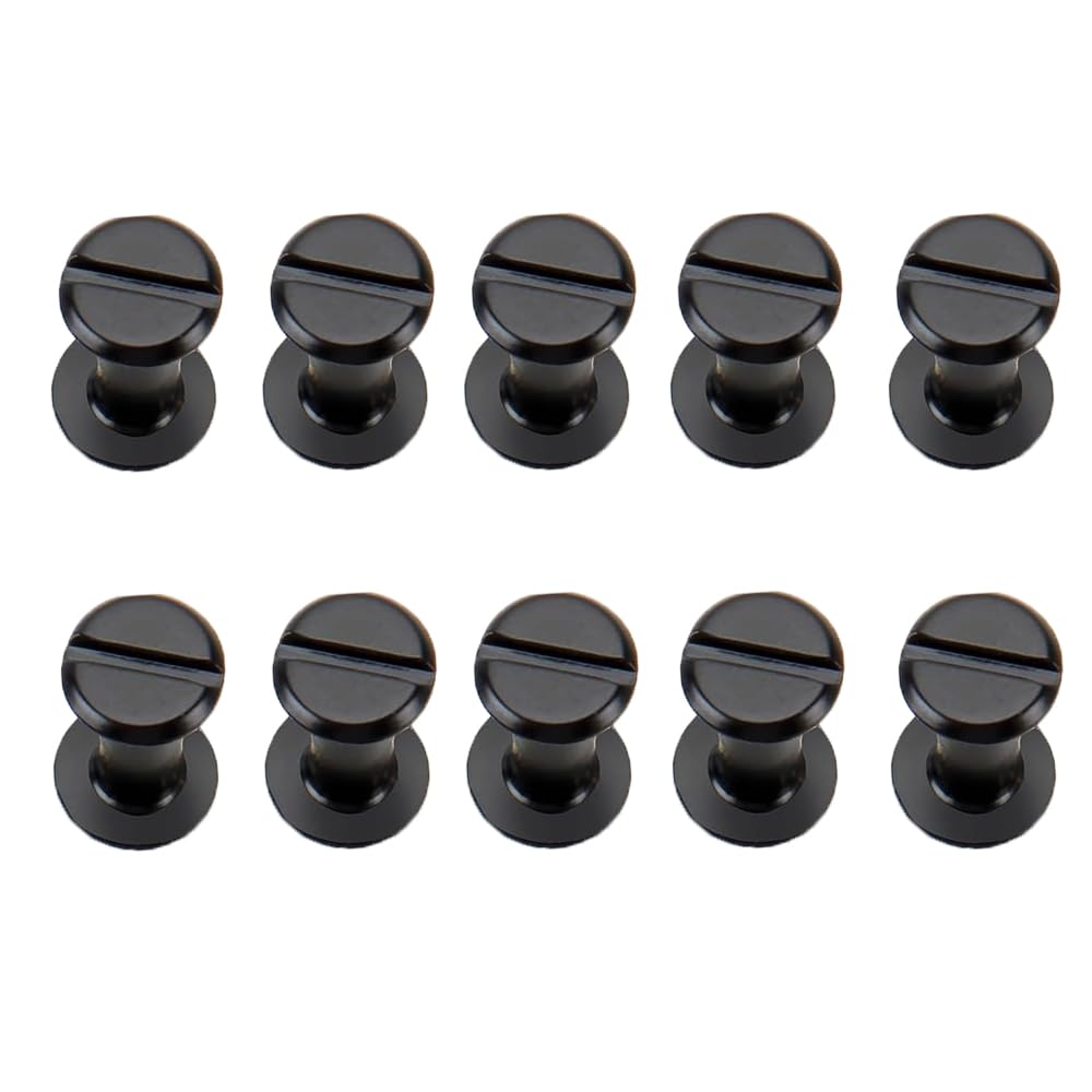 WAYNE'S DOG 10 Pack 1/4" Chicago Screws Brass, Replacement Screw Rivets Flat Fillister for Gun Sling Shoulder Straps (Bronze - 10 Sets)