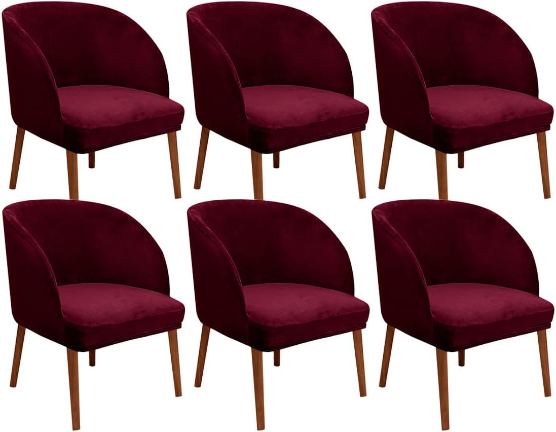 6 Pack Velvet Curved Back Mid Century Modern Accent Covers Round Back Wingback Chair Slipcovers for Office Kitchen Room Furniture Protector