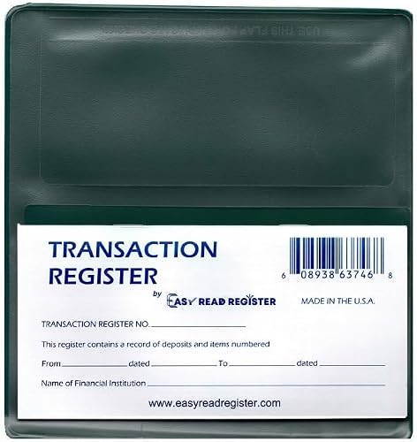 5 Checkbook Transaction Registers with Vinyl Checkbook Cover (Juniper Green)