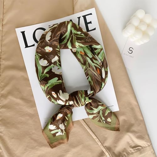 Silk Like Scarf, Square Scarf, Lightweight Chiffon Neckerchief, Orange-Pink Houndstooth Square Scarf for Women2