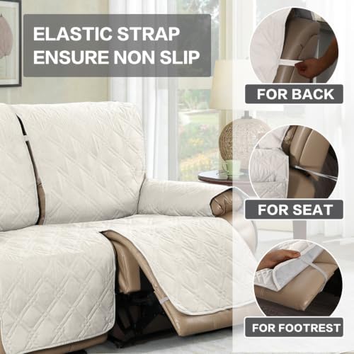 Funda Sillón Relax Reclinable Impermeable Protector Cubre Sofá Lavable 2 Plazas Blanco 3