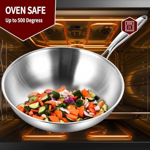 Wok de Acero Inoxidable 12 Pulgadas con Tapa y Mango Extraíble miniatura 6
