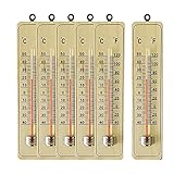 Wood Thermometer Wall Thermometer, 6Pcs Wall-Mounted Wooden Wall Thermometer Outdoor Indoor Bedroom