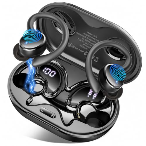 2026 Cuffie Bluetooth 5.4 Sport, Auricolari Bluetooth con 6D Bass Stereo, 50 Ore Cuffie In Ear con Cancellazione Rumore ENC e 4 HD Mics, Cuffie Senza Fili HiFi con LED Display, IP7 Impermeabile