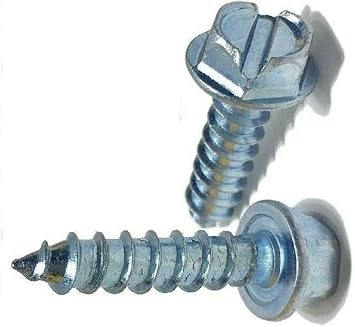 #8 x 1 1/2" Hex Washer Head Slotted Sheet Metal Screw Zinc Plated, 25 Pack | Self-Tapping Metal Screws, Rust Resistant Zinc Coated Hardware for Home Repair, Automotive, Equipment Maintenance and DIY