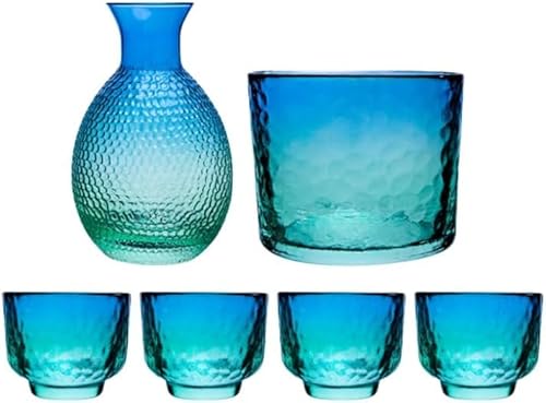 Dunuiov冷酒器 ガラス 徳利セット 和酒徳利セット 酒器セット酒器 居酒屋、箱詰め バー 還暦祝い、退職祝い、誕生日の贈り物、ギフトに最適です 水、氷、ウイスキー、サワー、ジュース (A)