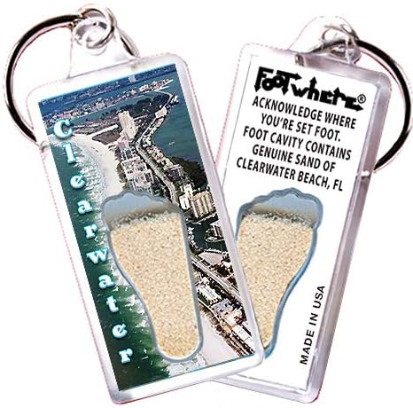 Miniatura 2 de FootWhere Llaveros Clearwater. Juego de 6 piezas. Auténtico recuerdo de destino que reconoce dónde has puesto el pie. Tierra auténtica de ubicación