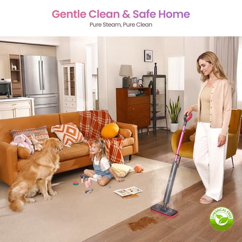 Image of Schenley Lightweight Steam Mop for Hard Floors & Carpets | 3 Steam Modes, 10s Heat-Up, 248F Steam, Up to 37 Min Steam Time, 20 ft Cord, Cord Wrap, Self-Standing, Chemical-Free