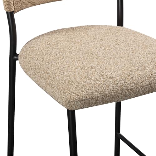 Butaco moderno TOV Furniture Celine en tono beige con estructura negra y tapizado en bouclé miniatura 6