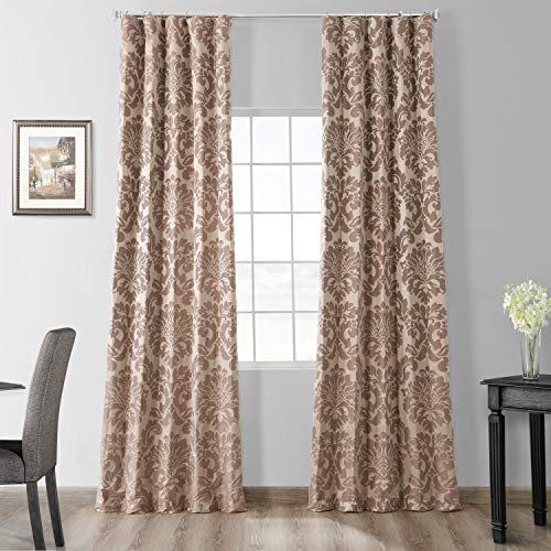 Hpd Half Price Drapes Designer Damask Curtains For Living Room - Faux Silk 50 X 108 (1 Panel), Jqch-201266-108, Astoria Taupe & Mushroom #TOP18