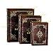 Tosnail 3 Pack Decorative Book Boxes with Magnetic Cover, Wooden Antique Book Decorations Vintage Storage Box - Retro Floral Pattern