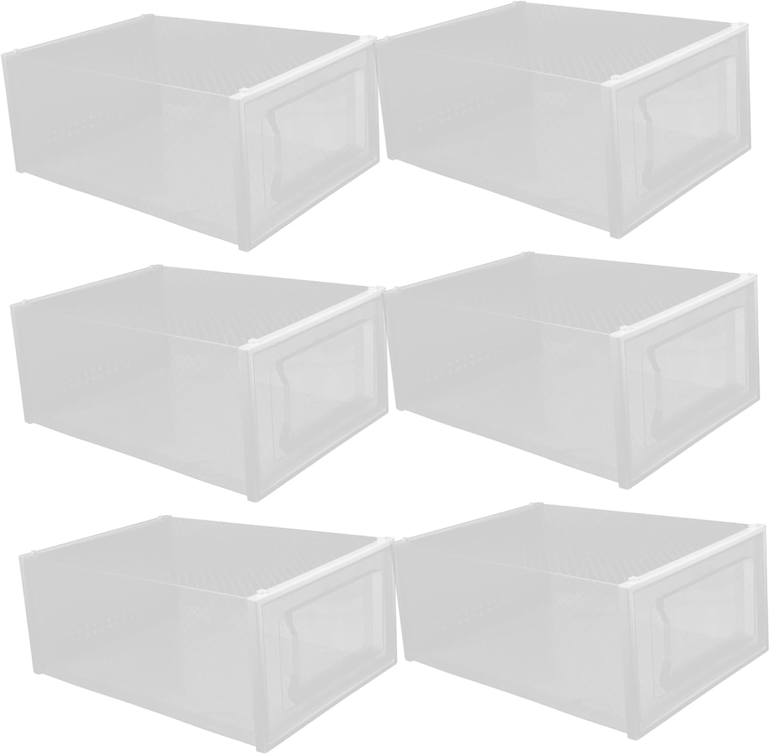 Healifty Stackable Shoe Storage Boxes 6pcs Drawer-style Organizer Plastic Closet Storage