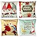 YIRSUR Natale Federa, 4pcs Federa Cuscini Cotone Biancheria Buon Natale Babbo Alce per divani Decorativo Biancheria Cuscino Decorazioni Natalizie Divano (45x45cm) (Colorful)