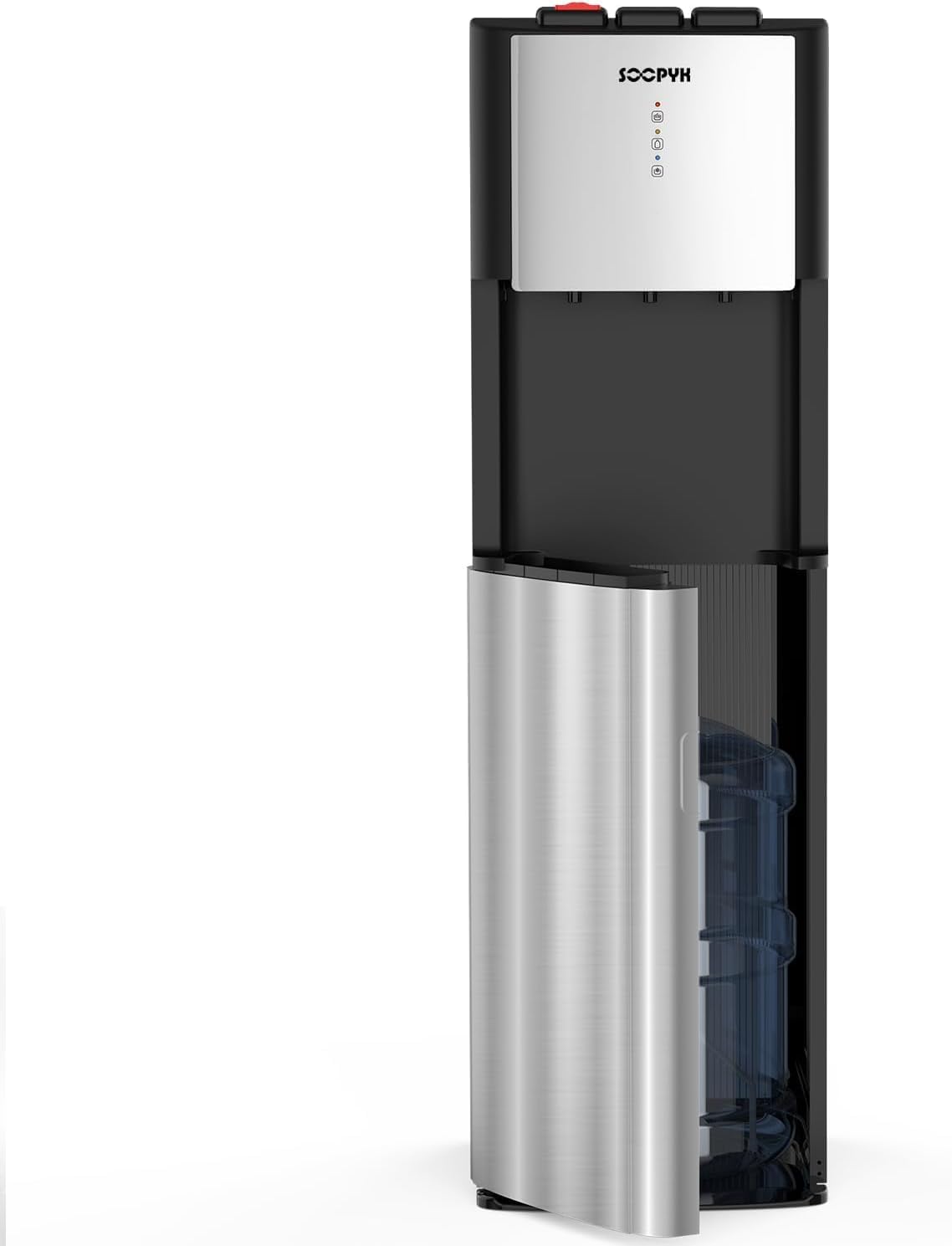 Self Cleaning Bottom Loading Water Cooler Dispenser for 5 Gallon Bottles Hot Cold and Roon, LED Display with Empty Bottle Alert, Stainless Steel