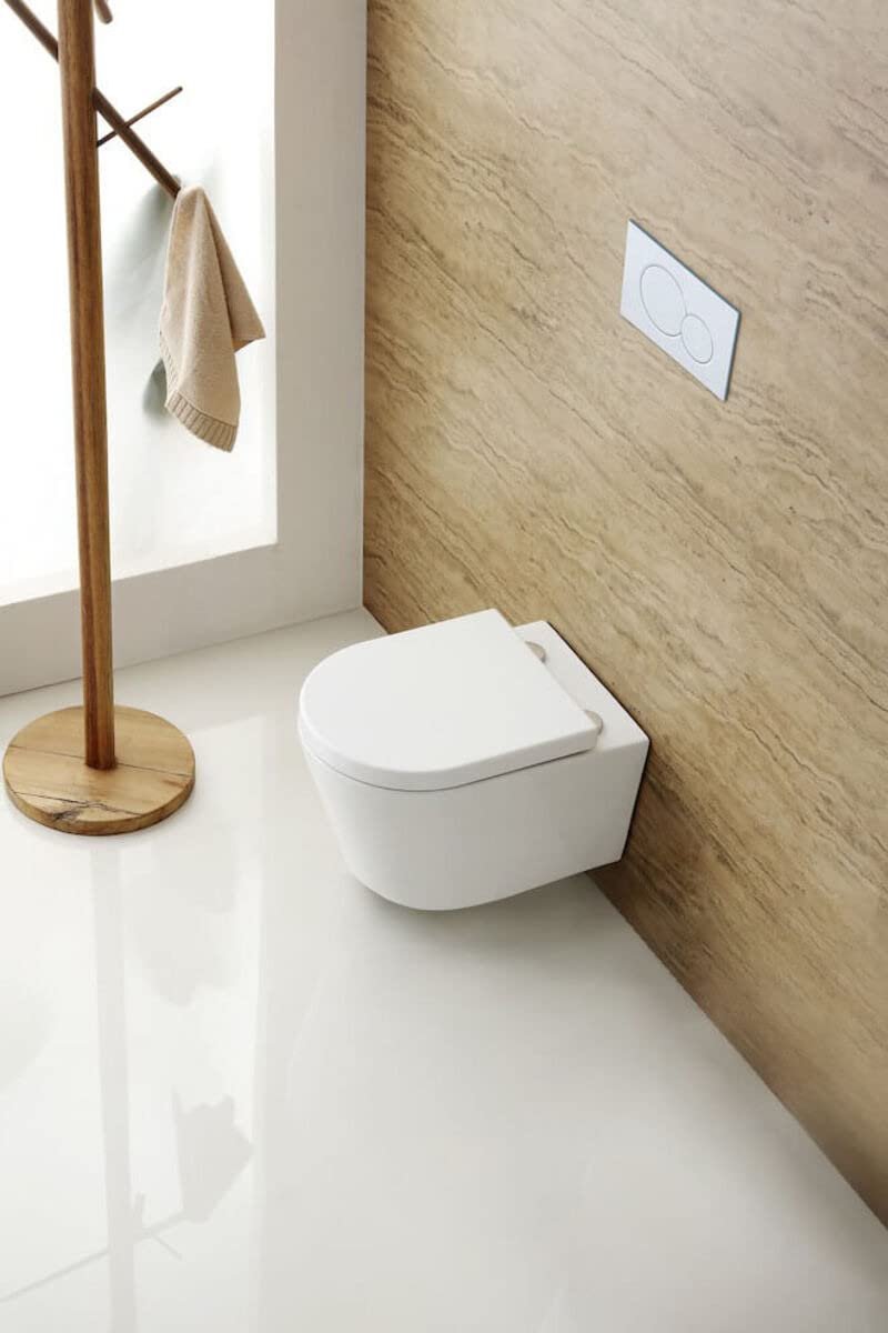 Pack Swiss Aqua Technologies WC suspendu complet Smart-SATrimless-4 | Toilette sans bride fixation invisible | Bâti-support autoportant robuste | Abattant softclose | Plaque de commande élégante