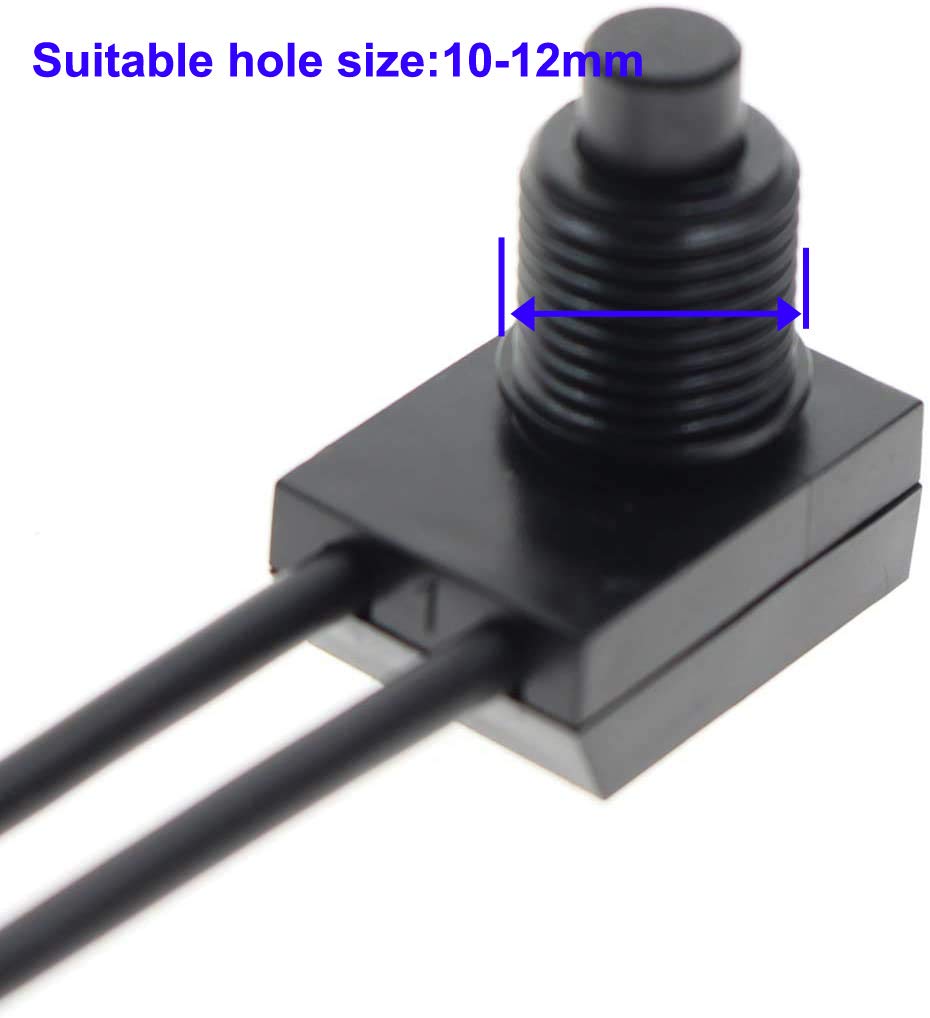 Gebildet 5 szt. 0~250 V/3 A przełącznik przyciskowy wodoodporny włącznik światła wstępnie okablowane przełączniki do motocykla/samochodu (czarny)