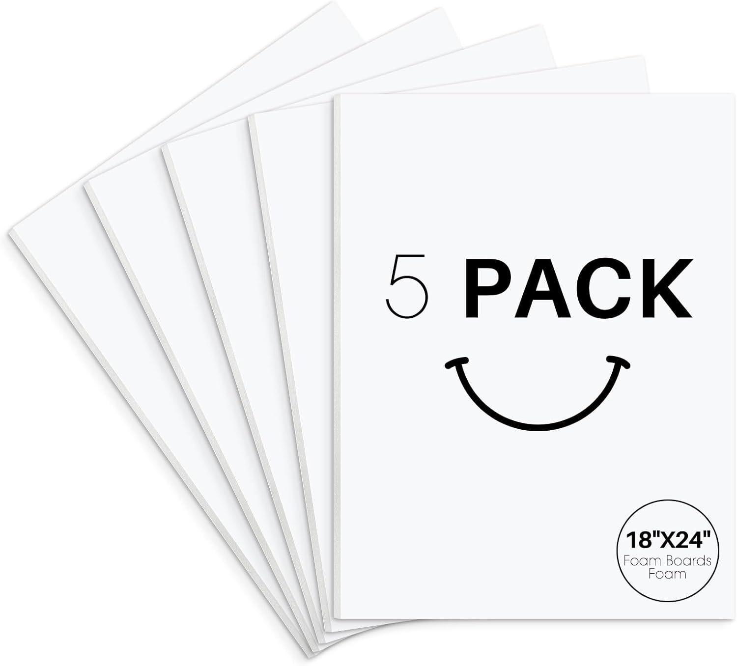Golden State Art, Acid Free 5 Pack 18×24 White Foam Boards Foam Core Poster Board, 1/8” Thick Polystyrene Foam Sheet for Projects, Mounting, Crafts, Art and Presentations