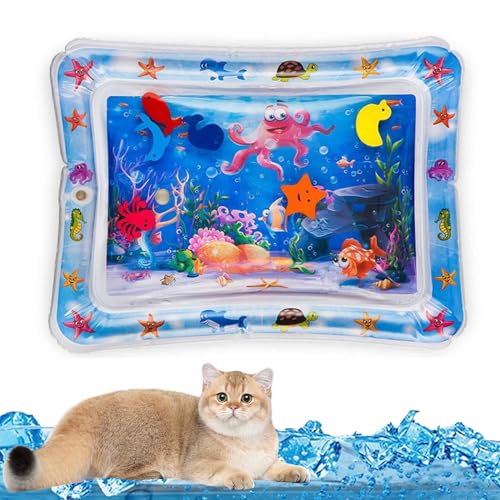 Alfombrilla de juego sensorial de agua para gatos, alfombrilla de refrigeración inflable, juguete interactivo para el verano (nro. 2)