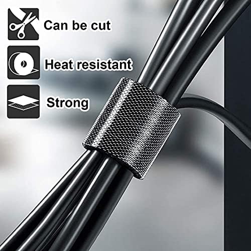 TEUVO 6CM x 5M Double Sided Hook and Loop for Tying Cable, Sew On Non Adhesive Back Wide Fabric Fastener Straps for Cable Management Ties, DIY Craft Around Home and Office