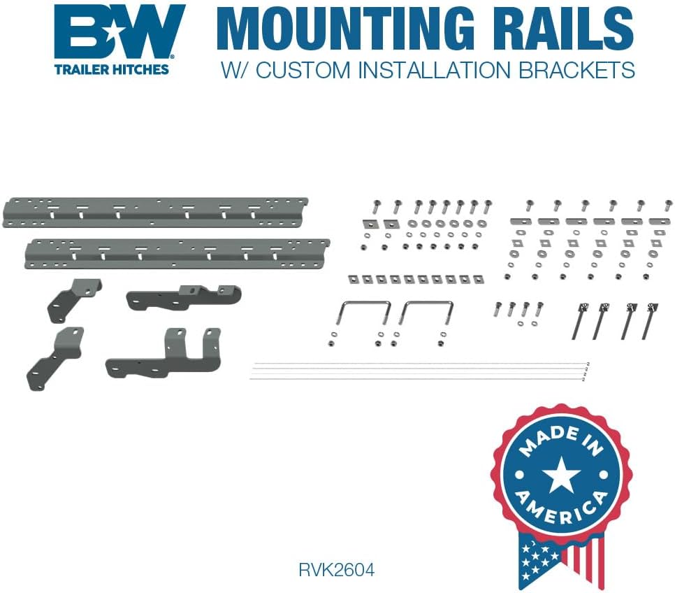 B&W Trailer Hitches Fifth Wheel Hitch Universal Mounting Rails with Custom Installation Brackets - RVK2604