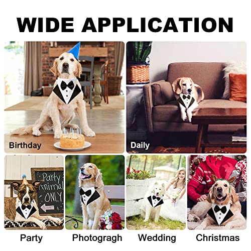 Hund Smoking Bandana Halsband, Formale Hochzeit Party Hund Hochzeit Bandana,Verstellbar Krawatte Haustier Anzug Fliege Bandana für Hochzeit Geburtstag Kostüme (M)