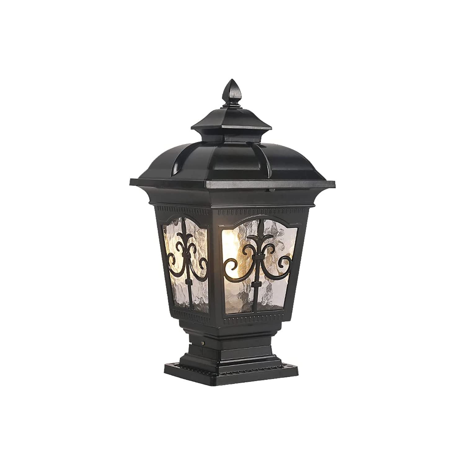 WENZIFI Outdoor Column Lights IP65 Waterproof Garden Post Lights Fixture Aluminum Glass Pillar Lights Outdoor Fence Post Cap Light External Patio Landscape Post Lamps (Black)