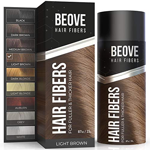 Light Brown Hair Fibers for Thinning Hair - Make Your Hair Look Fuller & Thicker Instantly, 100% Undetectable Natural Formula – For Men & Women – Cruelty-Free, Vegan, 25 Gram.