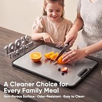 Titanium Cutting Board for Kitchen, Dual-Sided Pure Titanium Surface & Food-Safe PP Chopping Board, Non-Porous, Odor Resistant, Juice Groove, Grinder, Anti-Slip Edges, Easy Clean, 16 x 11 Inch — image 3