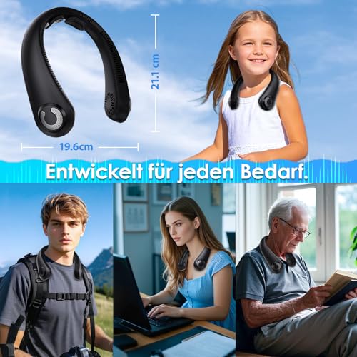 Image of Portable Neck Fan with Neck Support, 5 Speeds, Lightweight, Gifts for Father Men Women, Personal Wearable Neck Fans that Blow Cold Air Rechargeable for Hot Flashes, Disneyland, Travel Essentials