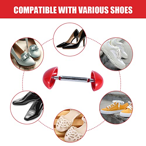 Mofuca 2 Pcs Mini Shoe Stretchers, Adjustable Lightweight Plastic Shoe Expander Widener Non Slip Shoe Trees For Wide Feet For Women Men Shoes High Heel(Red) #TOP6