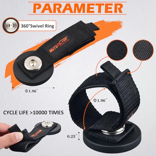 Image of MUTUACTOR Strong Magnetic Hooks with Storage Straps, Φ1.96 inch Anti-Slip Rubber Coated Heavy Duty Hooks,4PCS Universal Carrying Storage Extension Cords, Hoses, Ropes Organization in Garage Workshop RVs