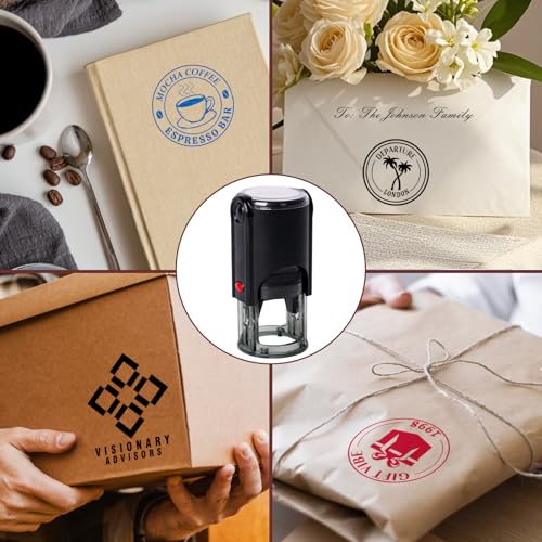 Custom Logo Stamps Self Inking - Personalized Business Logo Text Stamp - Personalized Image Self-Inking Stamper for Office - 4 Sizes - 5 Ink Color Options (Logo)