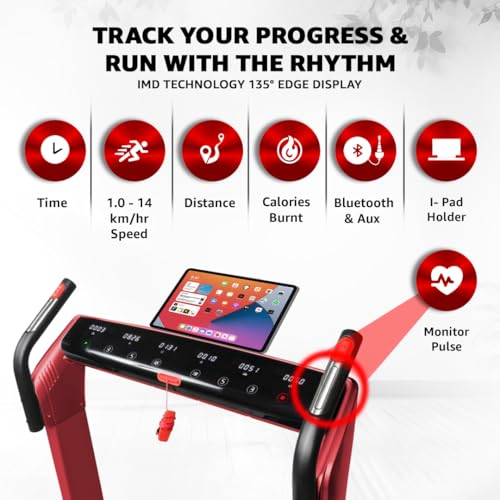 Image of PowerMax Fitness UrbanTrek TD-A3 5HP Motorized Foldable Treadmill for Home use | Auto Incline Treadmill | 135 Edge Display | Max User 130kg | Top Speed 14kmph | Pulse Sensor Exercise Machine