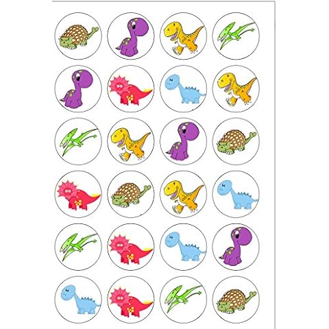 24 Dinosaur Edible Wafer Paper Cake Toppers Cover