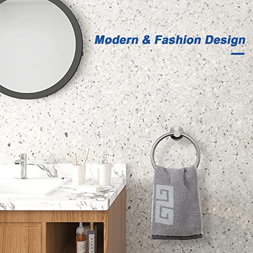 Nearmoon Bath Towel Ring, Bathroom Hardware Accessories-Thicken Stainless Steel Hand Towel Holder For Bathroom, Modern Round Towel Hanger Wall Mounted (Brushed Nickel, 2 Pack) #TOP5