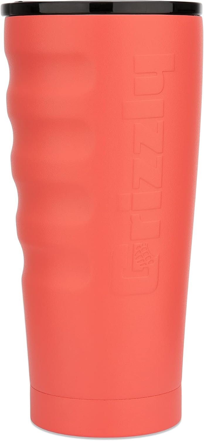 Black Friday Sale 2022 Grizzly Grip Cup 20 oz Tumbler, Stainless Steel, Vacuum Insulated with TwistTop Lid, Coral