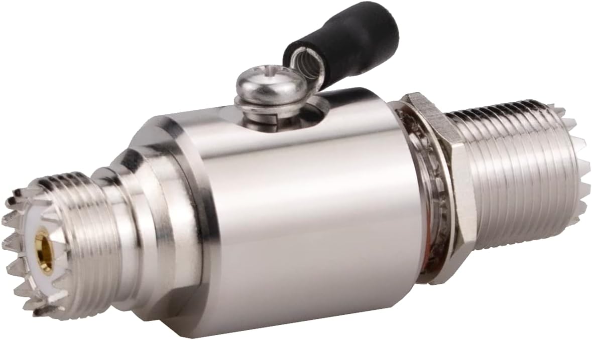 UHF Lightning Arrestor PL-259 Lightning Surge Protector UHF Male to Female Bulkhead for HAM Radio Gear，CB Ham Two-Way Base Stations