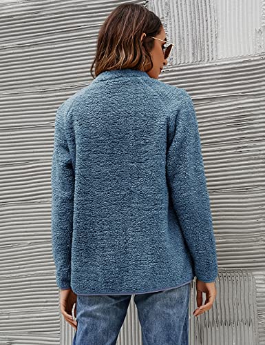 Micoson Women's Fashion Long Sleeve Lapel Button Faux Shearling Shaggy Oversized Coat Jacket With Pockets Warm Winter #TOP4