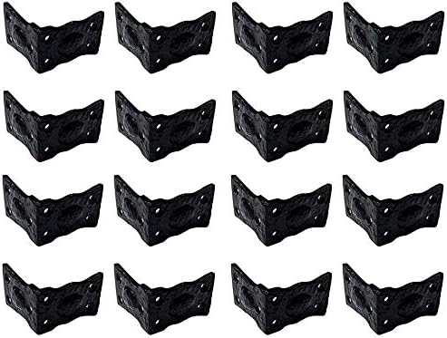 Adonai Hardware "Arah" - Esquina en L de hierro antiguo negro (suministrado como 16 piezas por paquete) - Recubrimiento de polvo negro