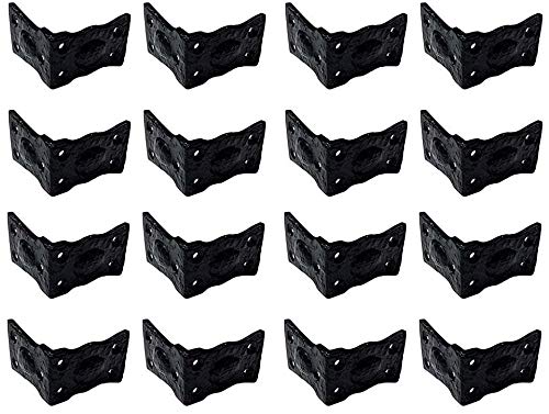 Adonai Hardware "Arah" - Esquina en L de hierro antiguo negro (suministrado como 16 piezas por paquete) - Recubrimiento de polvo negro