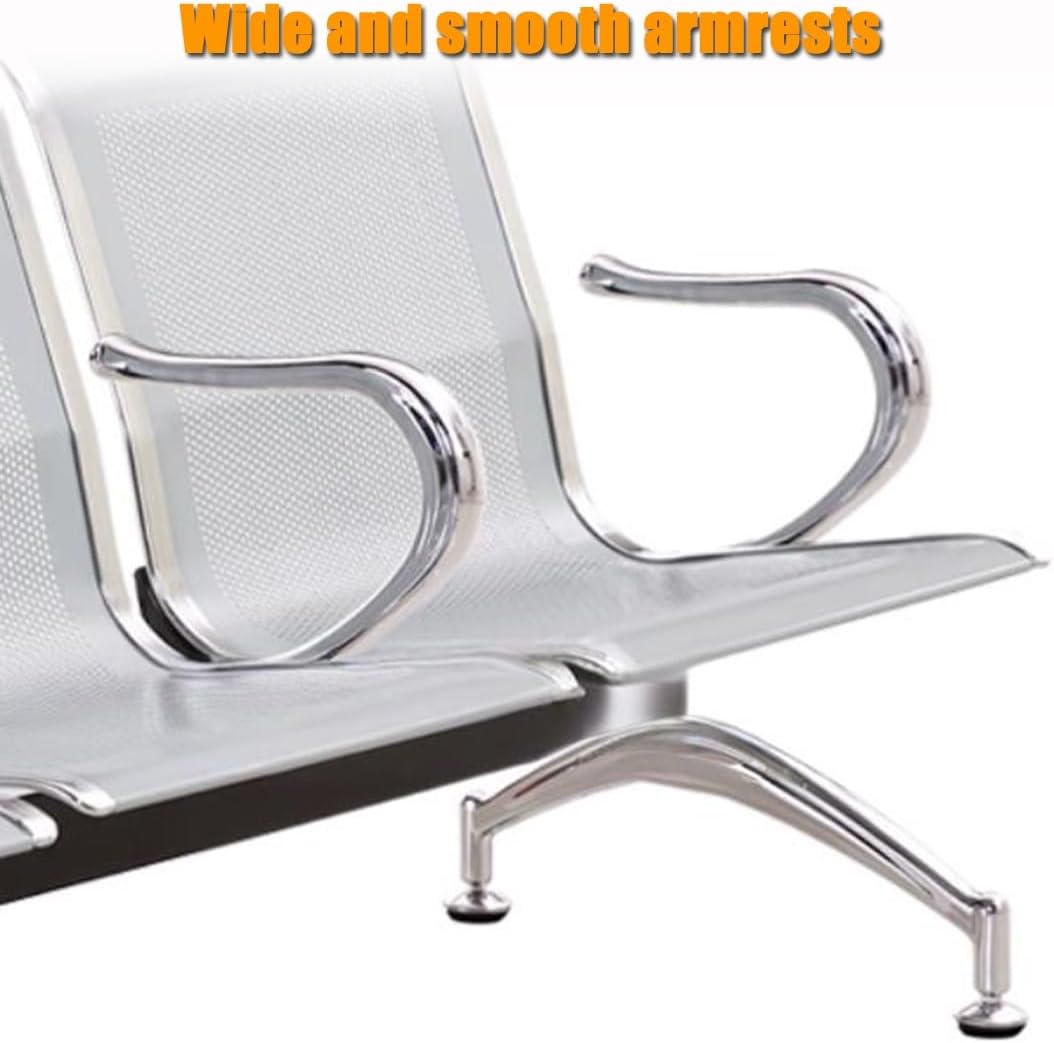 YVYKFZD 3-Seat Waiting Room Chairs, Waiting Room Bench with Arms, Heavy Duty Office Guest Reception Chairs, Steel Reception Bench Seating for Airport Hospital Bank(Gray)