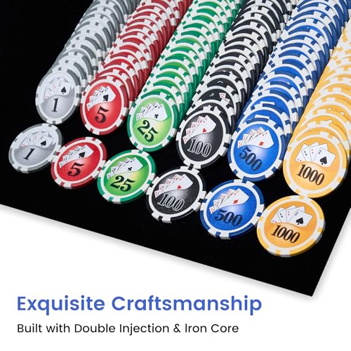 Poker Chips with Numbers,500PCS Poker Chip Set with Aluminum Travel Case,11.5 Gram Poker Set for Texas Holdem and Blackjack Gambling. - Thumbnail 3