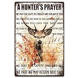 Plaque Métallique Prière De Chasse En Métal: La plaque métallique représente un cerf avec les mots 
