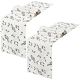 Peryiter Tischläufer aus Leinen, Musiknoten, Klavier-Tischläufer für Musik, Party, Dekoration für Jazz, Hochzeit, Brautparty, Geburtstag, Patry Supplies, 183 x 33 cm (Musiknoten-Stil), 2 Stück