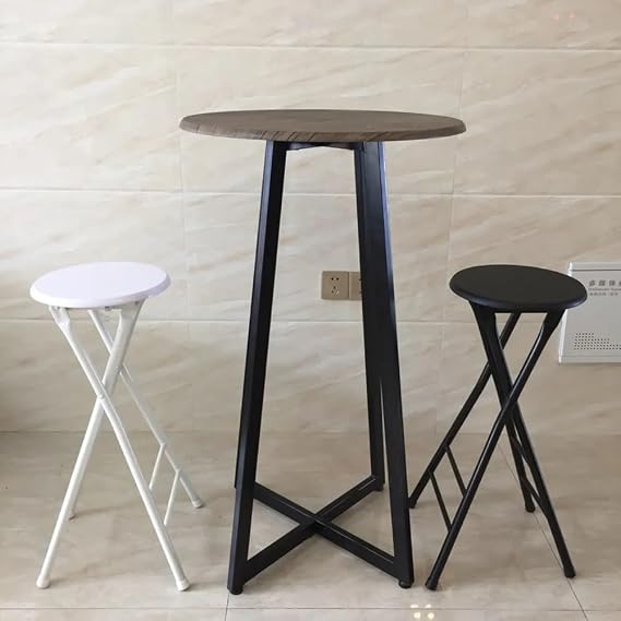 Kitchen Stool Portable Metal Folding Stool Foldable Kitchen Bar Stool with Footrest Compact Outdoor High Chair for Outdoor Party Camping