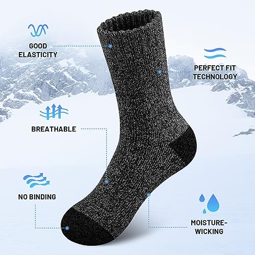 SIMIYA 5 Pairs Merino Wool Socks for Men, Super Thick Hiking Thermal Socks for Cold Weather4