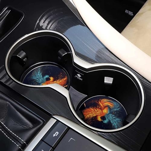 Posavasos para carros con diseño Fénix de fuego y agua, 2 piezas miniatura 7