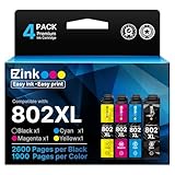 E-Z Ink (TM) Remanufactured Ink Cartridge Replacement for Epson 802XL 802 T802XL T802 to use with Workforce Pro WF-4740 WF-4730 WF-4720 WF-4734 EC-4020 EC-4030 (1 Black, 1 Cyan, 1 Magenta, 1 Yellow)