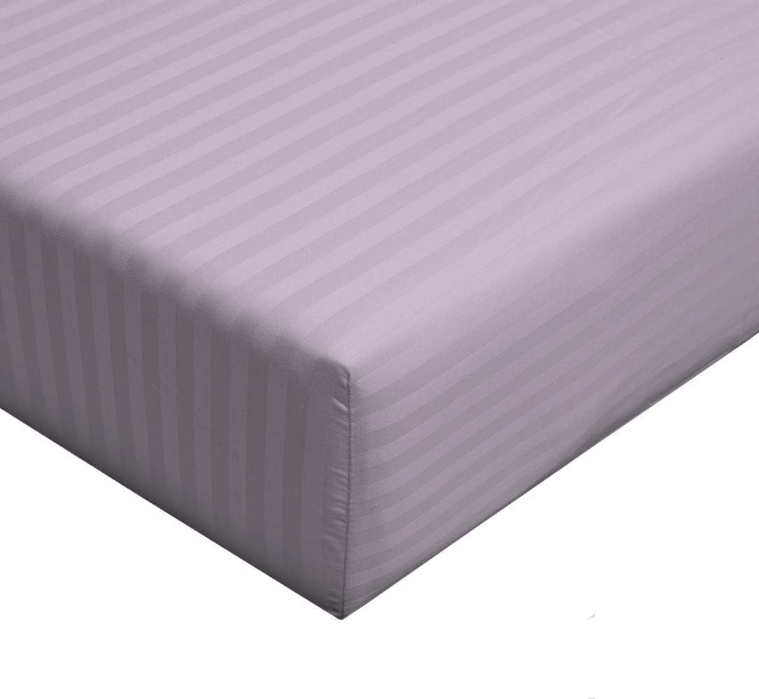 Royal Tradition Striped 300 Thread Count, 100 Percent Cotton 4PC California King Bed Sheets Set with Deep Pockets, Lilac