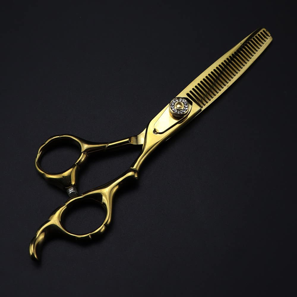 Gzslkscd Thinning Hair Cutting Scissors, 6Inch Professional 440C Upscale Gem Scissor Gold Hair Scissors Cutting Barber Haircut Shears Hairdresser Scissors (Color : ) ( B)